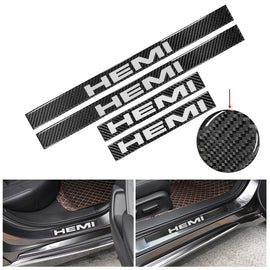 Brand New 4PCS Universal HEMI Real Carbon Fiber Black Car Door Scuff Sill Cover Panel Step Protector