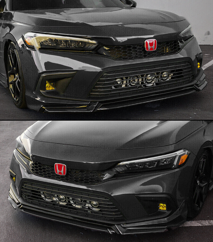 BRAND NEW 4PCS 2022-2023 Honda Civic 11th Gen Yofer Painted V3 Crystal Black Bumper Lip Splitter Kit