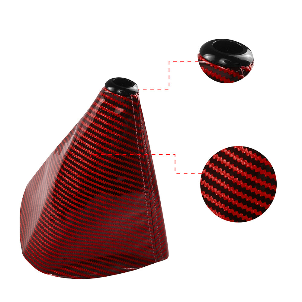 Brand New Universal GR SPORT Carbon Fiber Red Leather PVC Style Black Stitch Leather Gear Manual Shifter Shift Knob Boot