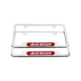 Brand New Universal 2PCS MUGEN Chrome Metal License Plate Frame