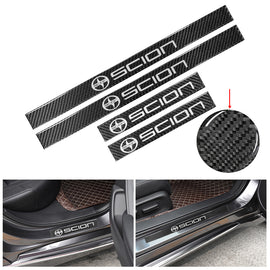 Brand New 4PCS Universal Scion Real Carbon Fiber Black Car Door Scuff Sill Cover Panel Step Protector
