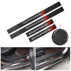 Brand New 4PCS Universal Dodge Real Carbon Fiber Black Car Door Scuff Sill Cover Panel Step Protector