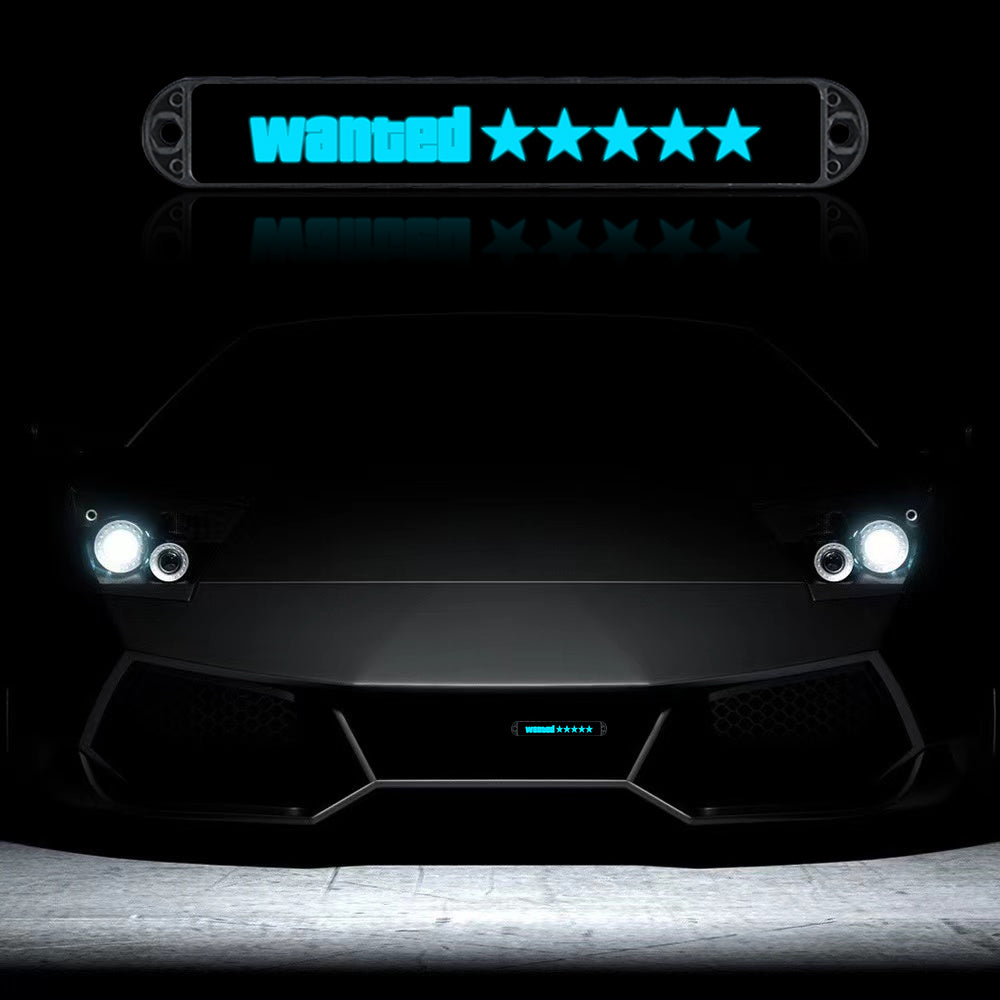 BRAND NEW 1PCS 5 STAR WANTED NEW LED LIGHT CAR FRONT GRILLE BADGE ILLUMINATED DECAL STICKER