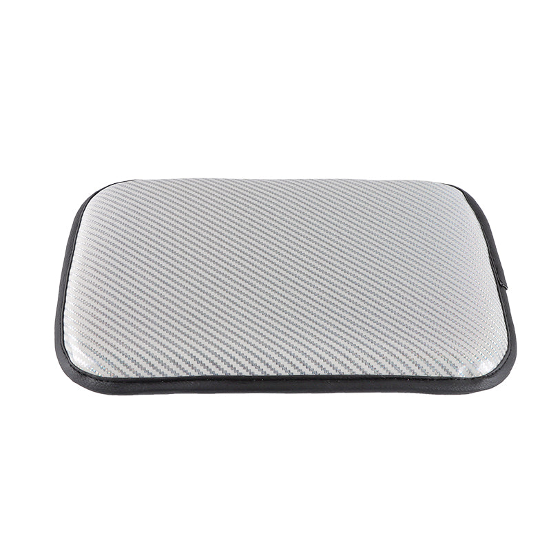 BRAND NEW UNIVERSAL CARBON FIBER SILVER Car Center Console Armrest Cushion Mat Pad Cover