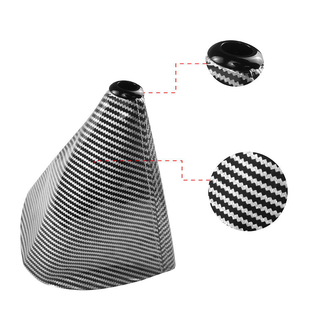 Brand New Universal GR SPORT Carbon Fiber Silver Leather PVC Style Black Stitch Leather Gear Manual Shifter Shift Knob Boot