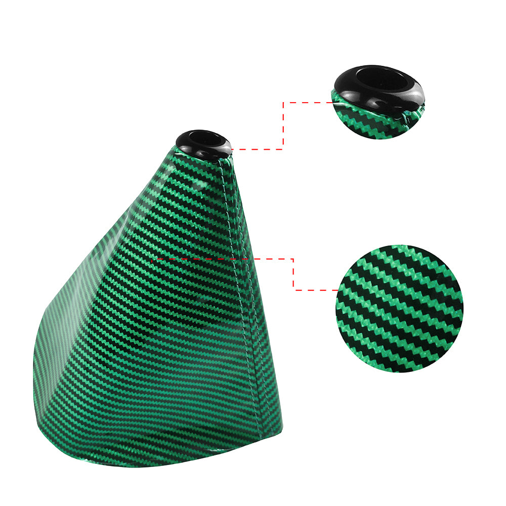 Brand New Universal GR SPORT Carbon Fiber Green Leather PVC Style Black Stitch Leather Gear Manual Shifter Shift Knob Boot