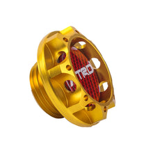 Load image into Gallery viewer, Brand New Toyota TRD Real Carbon Fiber Sticker ALUMNIUM Gold Billet Engine Oil FILLER Cap