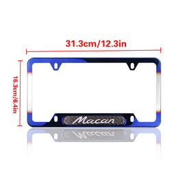 Brand New Universal 1PCS Porsche Macan Burnt Blue Metal License Plate Frame