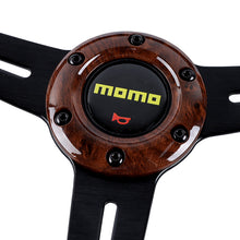 Load image into Gallery viewer, Brand New 350mm 14&quot; Universal Momo Dark Wood ABS Racing Steering Wheel Black Spoke