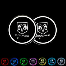 Load image into Gallery viewer, BRAND NEW UNIVERSAL 2PCS DODGE Switchable Seven Colorful LED Car Cup Holder Mat Coaster Pad