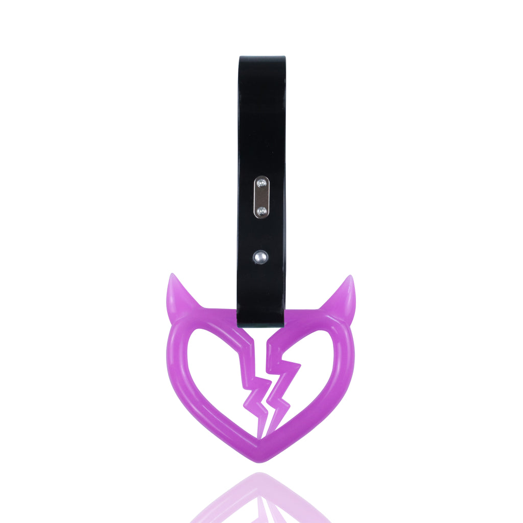 Brand New Devil Demon Broken Heart Purple Glow In The Dark JDM TSURIKAWA Ring Subway Train Bus Handle Strap Charm Drift