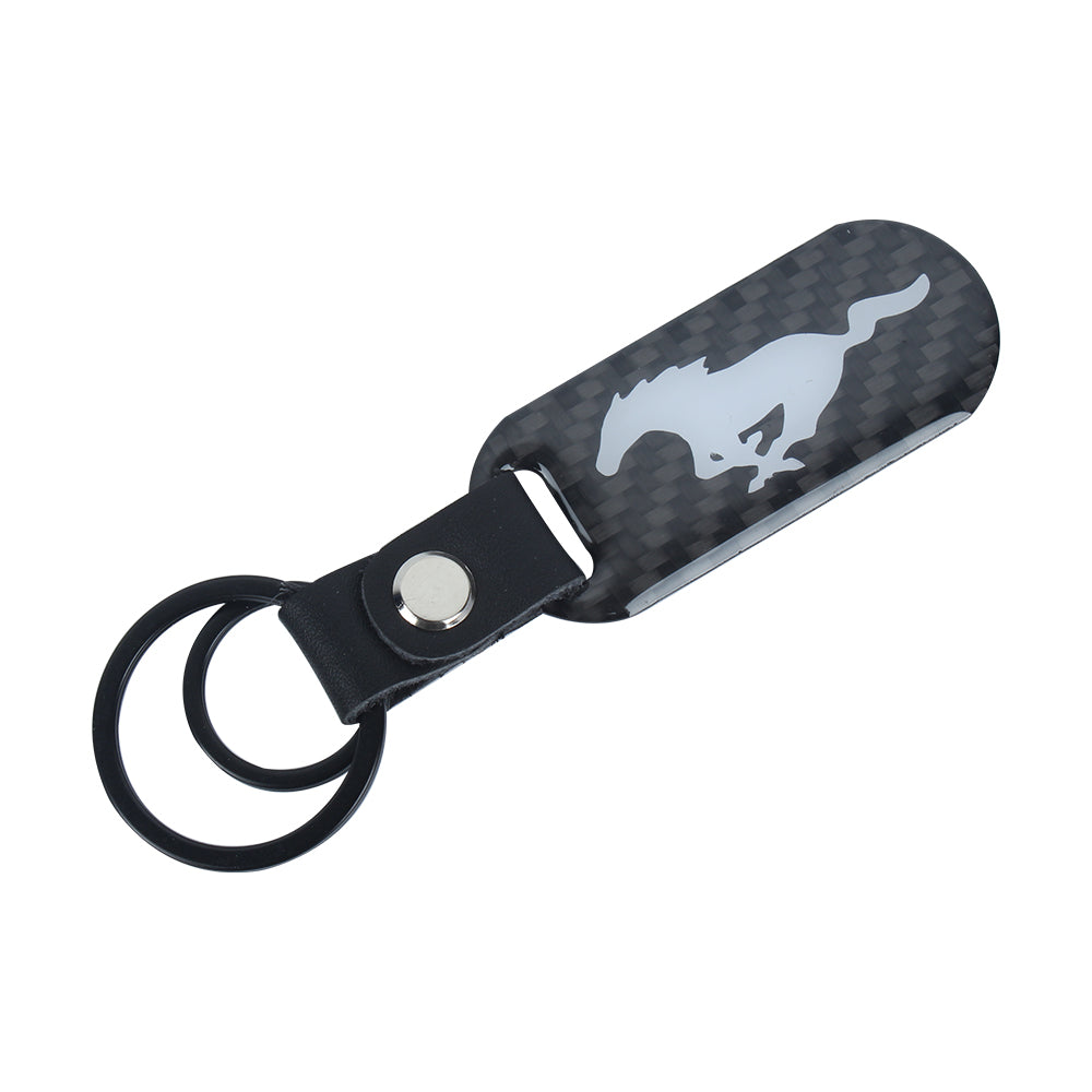 Brand New Universal 100% Real Carbon Fiber Keychain Key Ring For Mustang