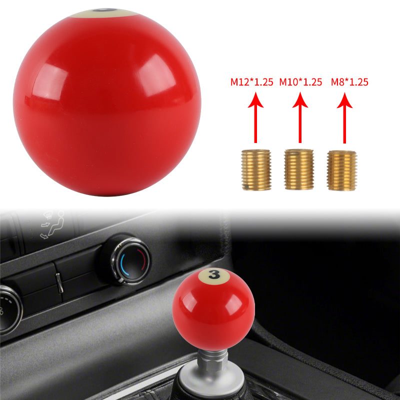 Brand New #3 Billiard Ball Round Car Manual Gear Shift Knob Universal Shifter Lever Cover M8 M10 M12