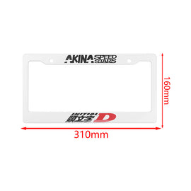 Brand New Universal 1PCS JDM INITIAL D AKINA SPEEDSTAR ABS Plastic White License Plate Frame