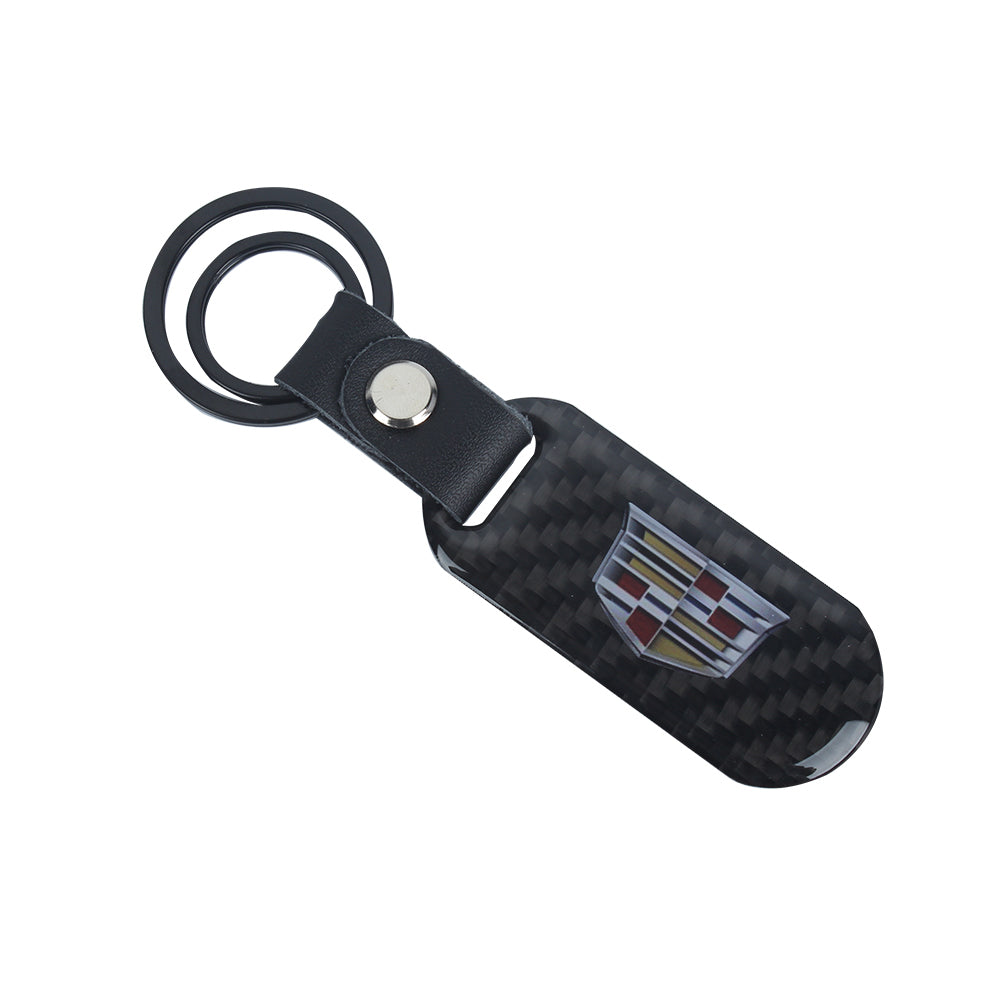 Brand New Universal 100% Real Carbon Fiber Keychain Key Ring For Cadillac