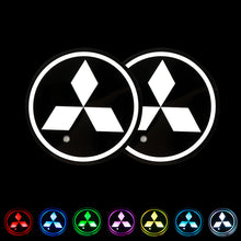 Load image into Gallery viewer, BRAND NEW UNIVERSAL 2PCS MITSUBISHI Switchable Seven Colorful LED Car Cup Holder Mat Coaster Pad