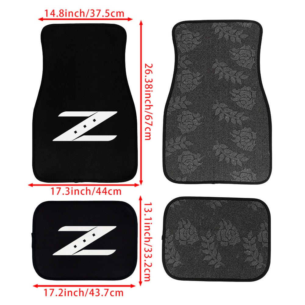 Brand New Universal 4PCS NISSAN Z Racing Black Fabric Car Floor Mats Interior Carpets Floormat