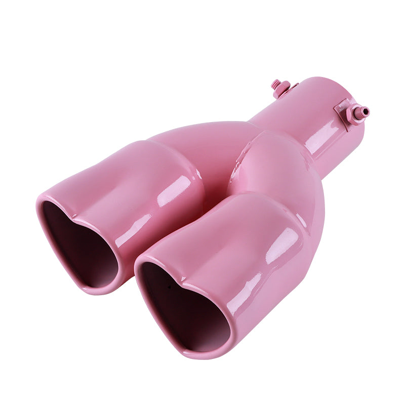 Brand New Universal Pink Heart Shaped Stainless Steel Car Exhaust Pipe  Muffler Tip Trim Staight