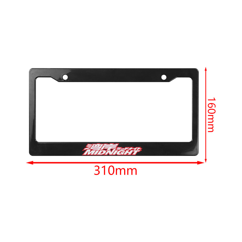 Brand New Universal 2PCS JDM MIDNIGHT ABS Plastic Black License Plate Frame