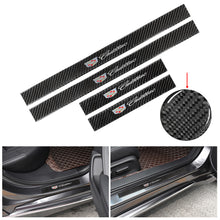 Load image into Gallery viewer, Brand New 4PCS Universal Cadillac Real Carbon Fiber Black Car Door Scuff Sill Cover Panel Step Protector