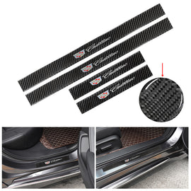 Brand New 4PCS Universal Cadillac Real Carbon Fiber Black Car Door Scuff Sill Cover Panel Step Protector