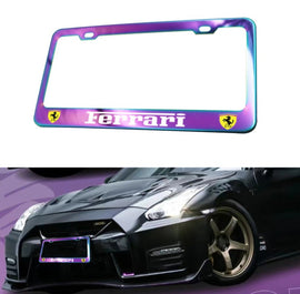 Brand New 1PCS UNIVERSAL FERRARI Neo Chrome Stainless Steel License Plate Frame