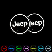 Load image into Gallery viewer, BRAND NEW UNIVERSAL 2PCS JEEP Switchable Seven Colorful LED Car Cup Holder Mat Coaster Pad
