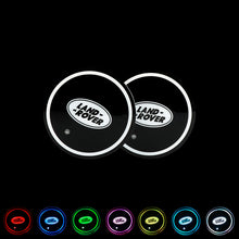 Load image into Gallery viewer, BRAND NEW UNIVERSAL 2PCS LAND ROVER Switchable Seven Colorful LED Car Cup Holder Mat Coaster Pad
