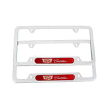 Brand New Universal 2PCS CADILLAC Silver Metal License Plate Frame