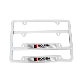 Brand New Universal 2PCS ROUSH PERFORMANCE Silver Metal License Plate Frame