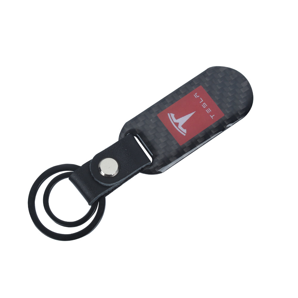 Brand New Universal 100% Real Carbon Fiber Keychain Key Ring For Tesla