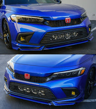 Load image into Gallery viewer, BRAND NEW 4PCS 2022-2023 Honda Civic 11th Gen Yofer Painted V3 Blk Aegean Blue Bumper Lip Splitter Kit