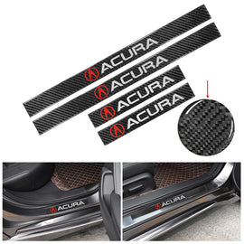 Brand New 4PCS Universal Acura Real Carbon Fiber Black Car Door Scuff Sill Cover Panel Step Protector
