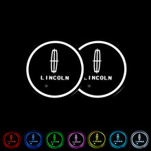 Load image into Gallery viewer, BRAND NEW UNIVERSAL 2PCS LINCOLN Switchable Seven Colorful LED Car Cup Holder Mat Coaster Pad