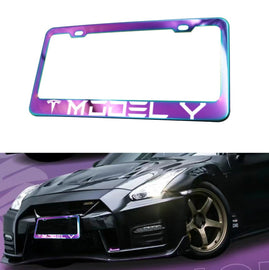 Brand New 1PCS UNIVERSAL TESLA MODEL Y Neo Chrome Stainless Steel License Plate Frame