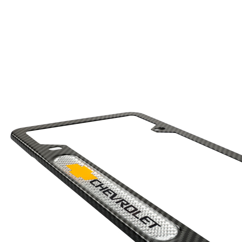 Brand New Universal 2PCS Chevrolet Carbon Fiber Look Metal License Plate Frame