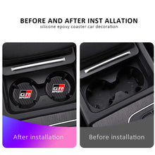 Load image into Gallery viewer, Brand New Universal 2PCS GR SPORT Real Carbon Fiber Car Cup Holder Pad Water Slot Non-Slip Mat