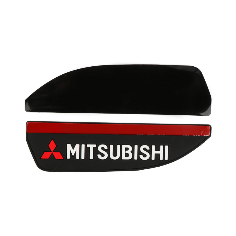 BRAND NEW 2PCS MITSUBISHI Black Rubber Car Rear View Side Mirror Rain Board Eyebrow Guard Sun Visor