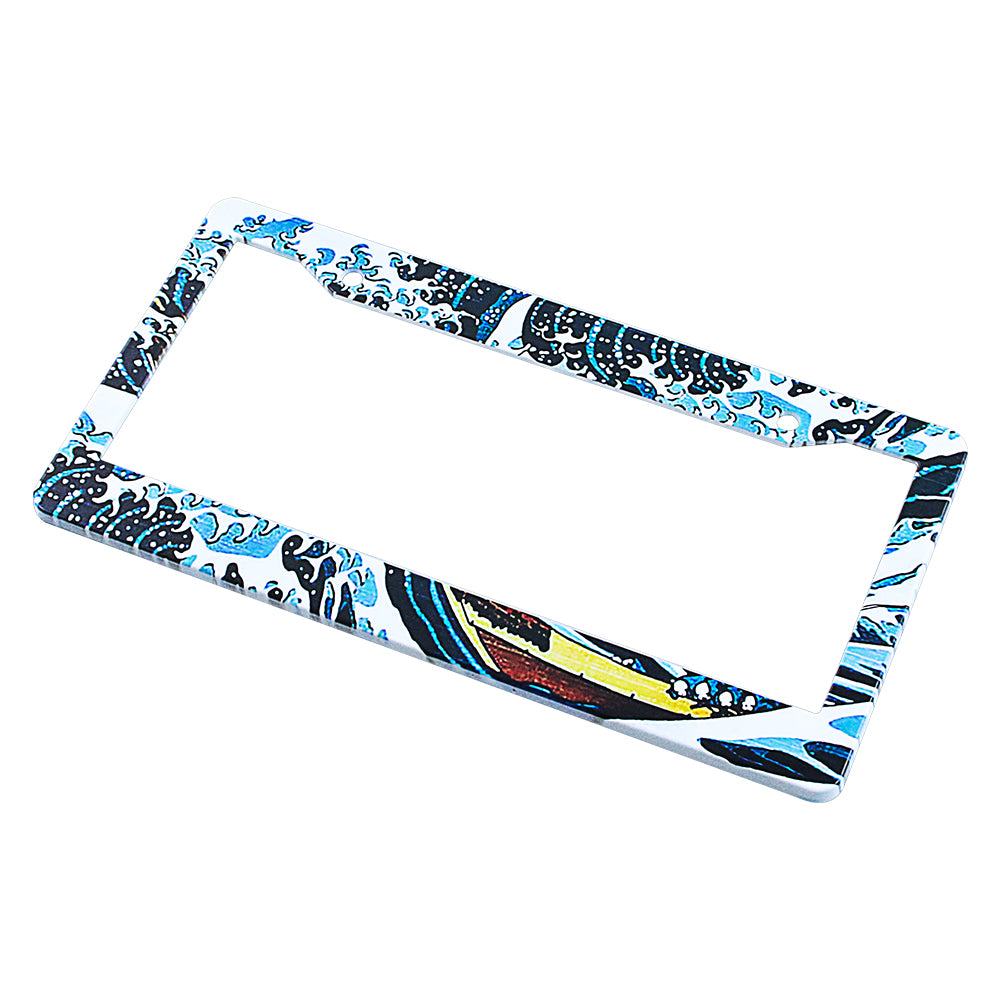 \Brand New Universal 2PCS JDM V2 SAKURA WAVE ABS Plastic Blue License Plate Frame