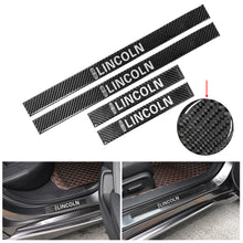 Load image into Gallery viewer, Brand New 4PCS Universal Lincoln Real Carbon Fiber Black Car Door Scuff Sill Cover Panel Step Protector