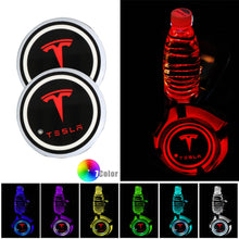 Load image into Gallery viewer, BRAND NEW UNIVERSAL V2 2PCS TESLA Switchable Seven Colorful LED Car Cup Holder Mat Coaster Pad