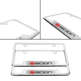 Brand New Universal 2PCS SCION Chrome Metal License Plate Frame