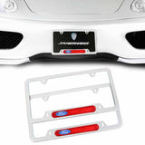 Brand New Universal 2PCS FORD RACING Silver Metal License Plate Frame
