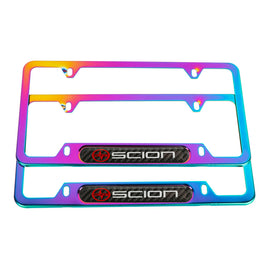 Brand New Universal 2PCS SCION Neo Chrome Metal License Plate Frame