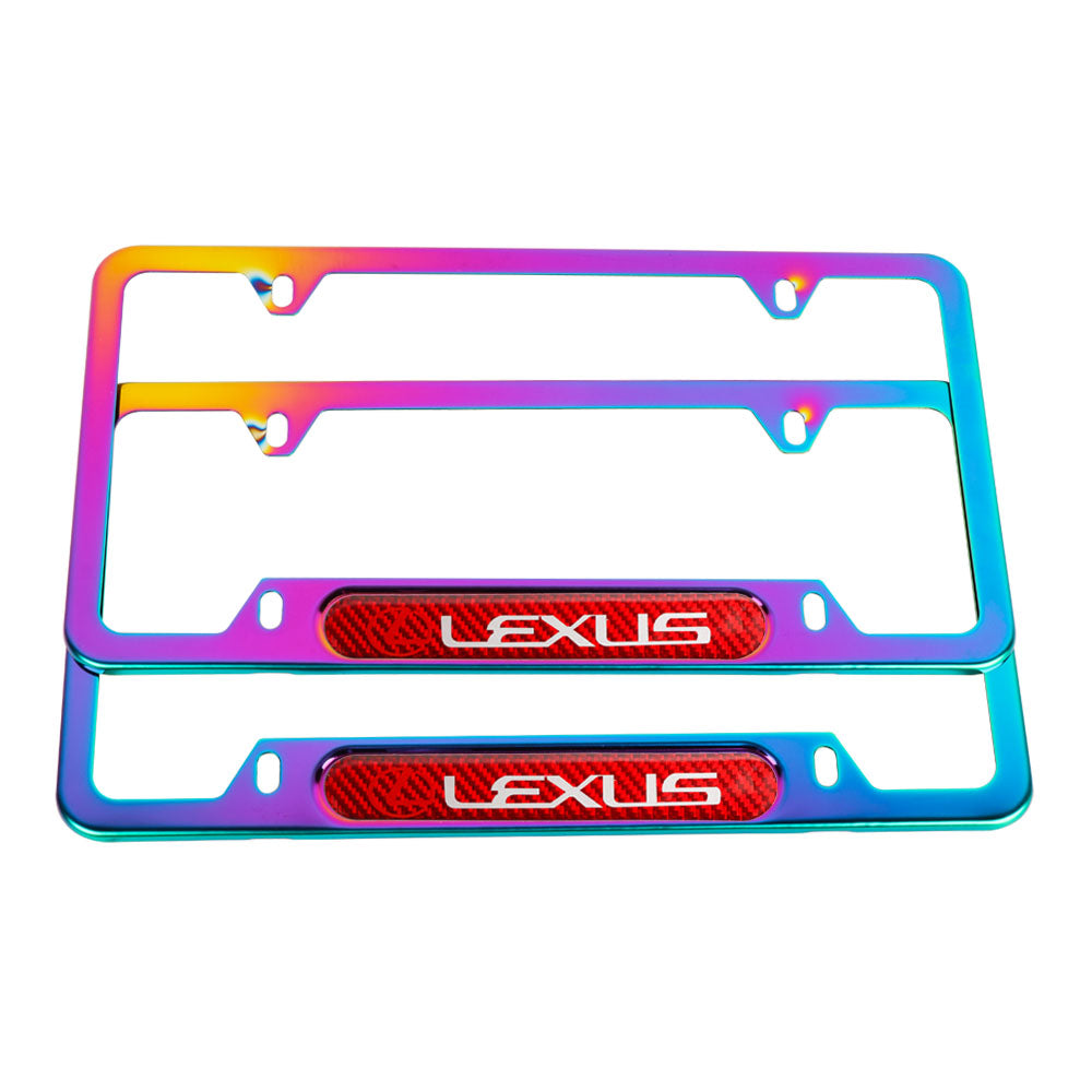 Brand New Universal 2PCS LEXUS Neo Chrome Metal License Plate Frame