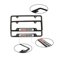 Load image into Gallery viewer, Brand New Universal 2PCS MUGEN Carbon Fiber Look Metal License Plate Frame