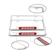 Load image into Gallery viewer, Brand New Universal 2PCS MUGEN Chrome Metal License Plate Frame