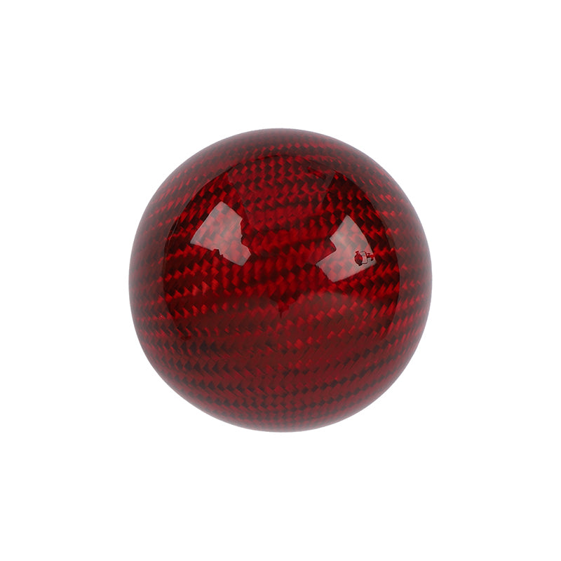 Brand New Car Gear Shift Knob Round Ball Shape Red Real Carbon Fiber Universal with Adapters