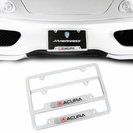 Brand New Universal 2PCS Acura Silver Metal License Plate Frame