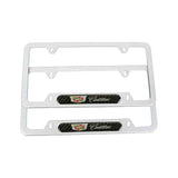 Brand New Universal 2PCS Cadillac Silver Metal License Plate Frame